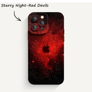 Decone iPhone 14 Pro Red Starry Night Liquid Silicone Phone Case